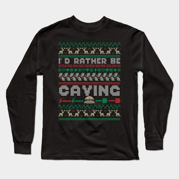 Caving Spelunking Cave Ugly Christmas Long Sleeve T-Shirt by IngeniousMerch